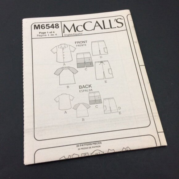 McCalls 6548 Easy Pattern Childrens Boys Top Shirt Shorts Uncut  7-14 Mix Match - Picture 7 of 10